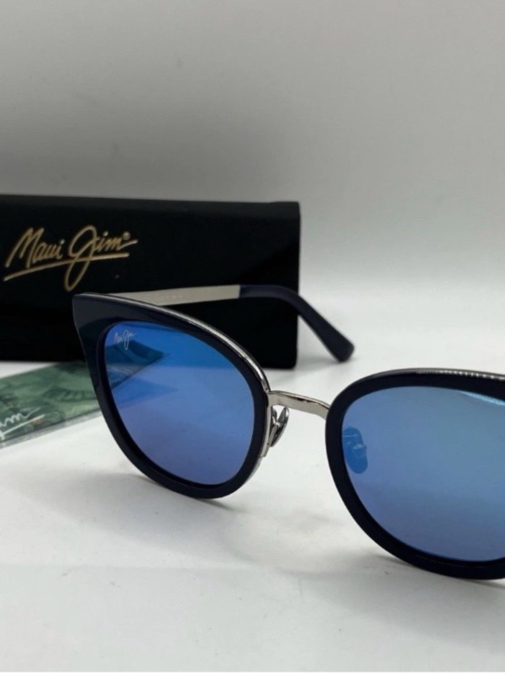 Maui Jim Navy Frame Sunglasses with Blue Lenses and Silver Bridge